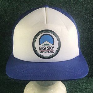 Big Sky Montana Vintage Style Trucker Hat Cap Adjustable White/Blue